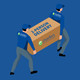 2 person delivery 2 digital people carrying delivery box